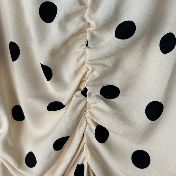 A NEW DAY Hi LO Polka Dot Maxi Dress Beige Creme Short Sleeves BNWT Medium Dress - Picture 4 of 7